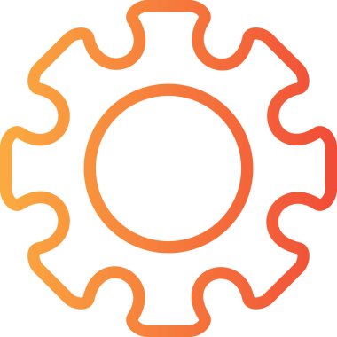 Çarklı vektör simgesi. biçim dış hat sembolü, turuncu renk, beyaz arkaplan.