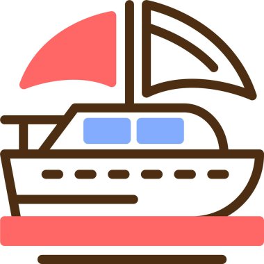 Tekne seyahati simgesi düz stil