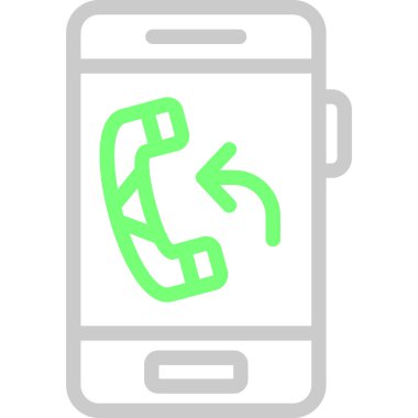 Telefon ikonu. Vektör illüstrasyon biçimi düz ikonik sembol, yeşil renk, beyaz arkaplan. Web ve yazılım arayüzleri için dizayn edildi.