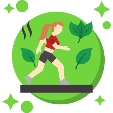 Ağaçlar ve çiçeklerle parkta koşan bir kadın.