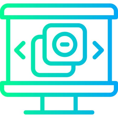 Bilgisayar monitörü simgesi, ana hatlı vektör çizimi