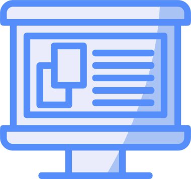 bilgisayar monitörü simgesi, basit tasarım illüstrasyonu