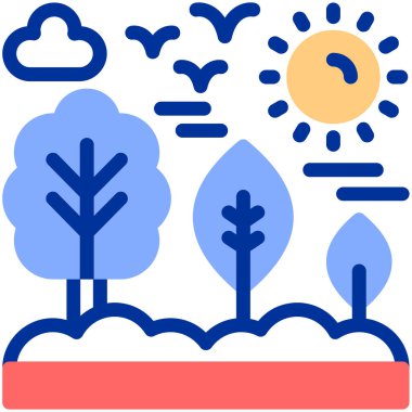 peyzaj ikonu vektör illüstrasyonu