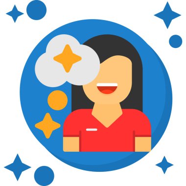 Sosyal medya simgesi vektör çizimine sahip mutlu kız