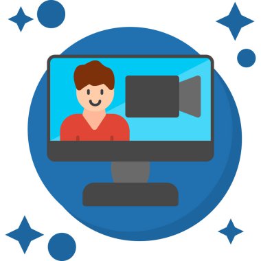 adam video çağrısı dizüstü bilgisayar vektör illüstrasyonunda