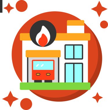 Bir benzin istasyonunun vektör illüstrasyonu