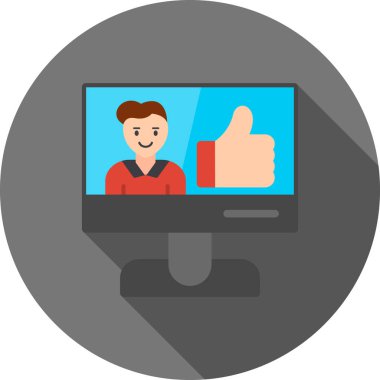 Başparmak yukarı vektör illüstrasyon grafik tasarımı olan adam bilgisayarı