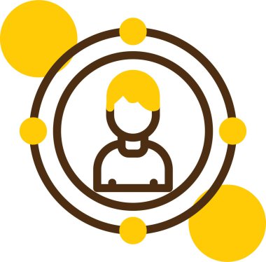 Yuvarlak ikonu olan bir kadının vektör çizimi