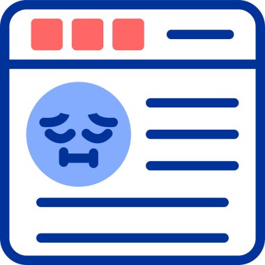 Üzücü bir ifadeyle mavi bir yüzün vektör çizimi