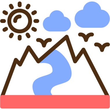 Peyzaj. Web simgesi basit illüstrasyon