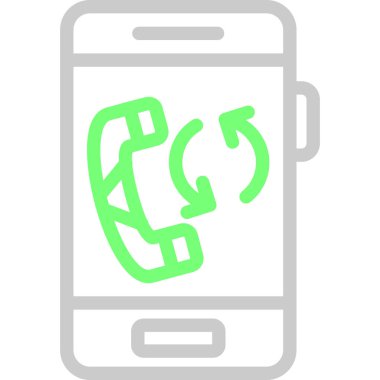 Telefon çağrı ikonu. Vektör biçimi düz simge, yuvarlak açılar, eko yeşil renk, beyaz arkaplan.