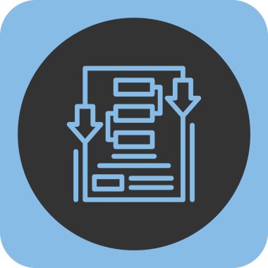 veri analiz simgesi. vektör biçimi, yuvarlak açıları, gri ve mavi renkleri, beyaz arkaplanı olan iki renkli düz ikonik semboldür..