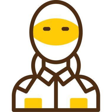 Sarı eşarplı adam, resimli, beyaz arka planda vektör..