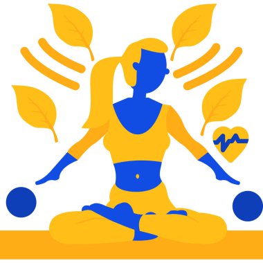 Kadın vektör illüstrasyonu lotus pozunda meditasyon yapar. Sağlıklı bir yaşam tarzı. yoga.