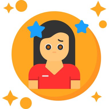 Kırmızı tişört giyen kadın karakter..