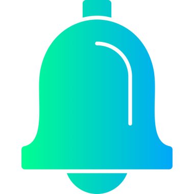 Çan ikonu. Vektör biçimi düz ikonik sembol, yuvarlak açılar, kobalt rengi, beyaz arkaplan.