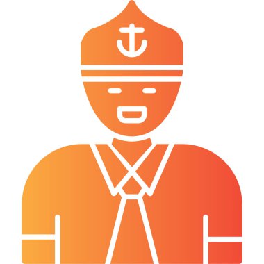 Kaptan simge vektör web ve mobil uygulaması tasarımı, Kaptan logo kavramı için izole üzerinde beyaz arka plan