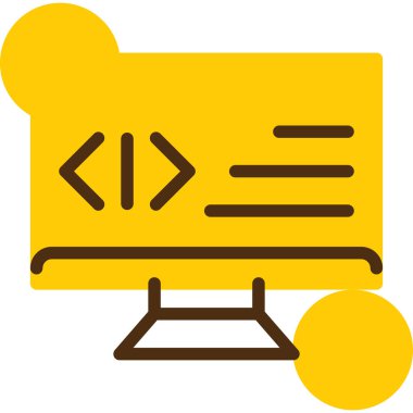 Beyaz arkaplanda kodlama simgesi ve vektör illüstrasyonu izole edildi