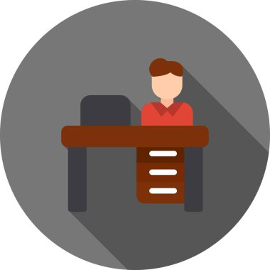 ofis masası simgesi, vektör illüstrasyonu