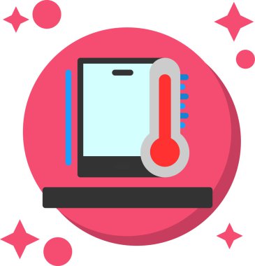 düz biçimli termometre simgesine sahip dizüstü bilgisayar