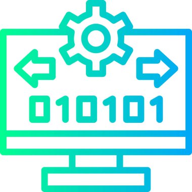 Doldurulmuş dış hat biçiminde kodlama geliştirme renk simgesi