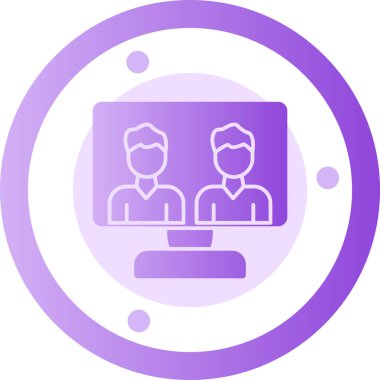 Bir erkek ve bir kadınla birlikte dizüstü bilgisayarın vektör çizimi