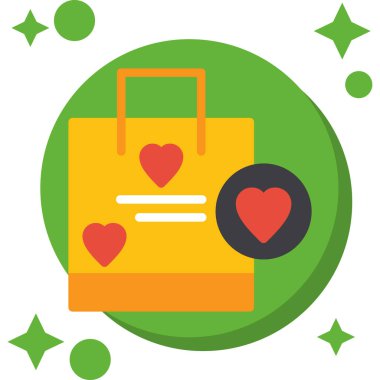 çanta alışveriş aşk simgesi düz stil