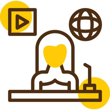 Dizüstü bilgisayarı olan bir kadının vektör çizimi