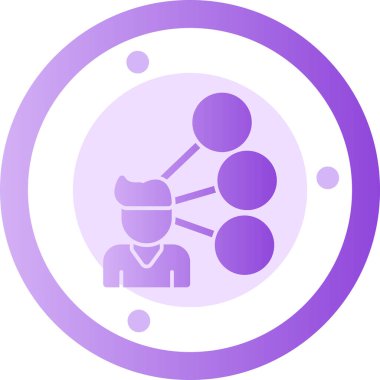 Mor takım elbiseli ve büyüteçli bir adamın vektör çizimi