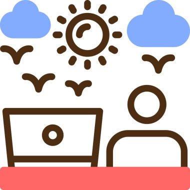 Bilgisayar dizüstü dizüstü bilgisayar simgesi - ana hatlar biçimi