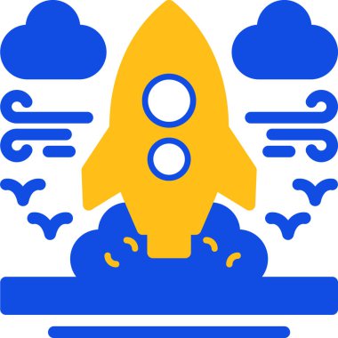 Roket. Web simgesi basit illüstrasyon