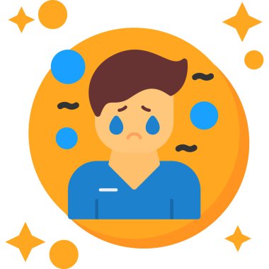 Yıldızlı ve üzgün yüzlü ağlayan bir adam.