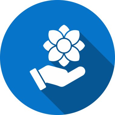 çiçek vektör simgesi. bicolor düz sembol, kobalt ve gri renkler, yuvarlak açılar, beyaz arkaplan.