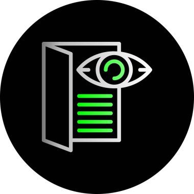 Mor gözlü yeşil bir simgenin vektör çizimi