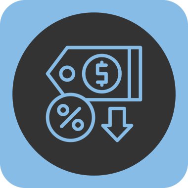 Dolar vektör simgesi. resim biçimi yuvarlak kare düğmesi üzerinde düz bir simge sembolüdür, pürüzsüz mavi renkler.