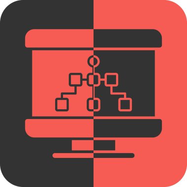 veri merkezi vektör simgesi. biçim iki renkli düz sembol, yoğun kırmızı ve siyah renkler, yuvarlak açılar, beyaz arkaplan.