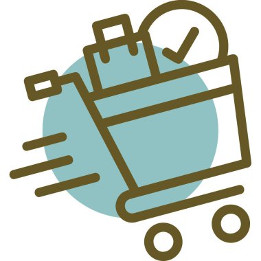 Üzerinde işaret olan bir alışveriş sepetinin vektör çizimi