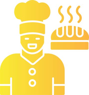 Şef yemek ikonunu düz bir şekilde pişirdi.