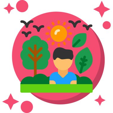 Bahçedeki bir kadının vektör çizimi