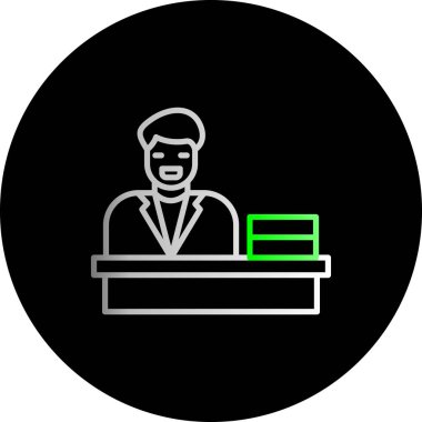 Dizüstü bilgisayar simgesi olan bir adamın vektör çizimi