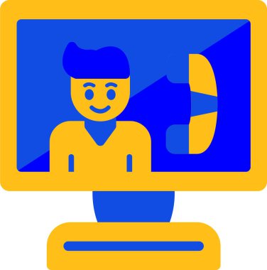 Video konferansı. Web simgesi basit illüstrasyon