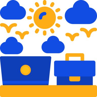 bulut güneş simgesi düz stil