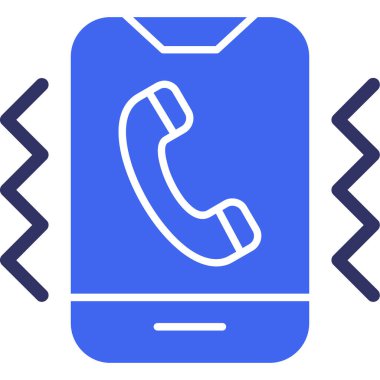 Moda düz biçimli telefon arama simgesi mavi arkaplanda izole edildi.