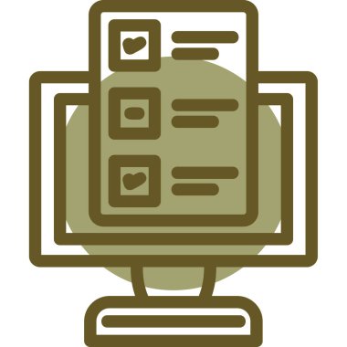 Bilgisayar monitörü. Web simgesi vektör illüstrasyonu