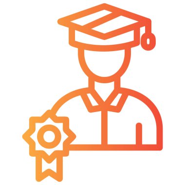 Mezuniyet. Web simgesi basit illüstrasyon