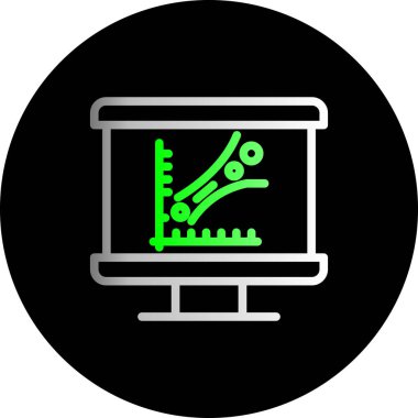 Grafik çizelgesi simgesi olan bilgisayar ekranı. vektör illüstrasyonu