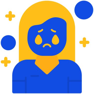 Üzgün kadın ikonu. düz tasarım çizimi