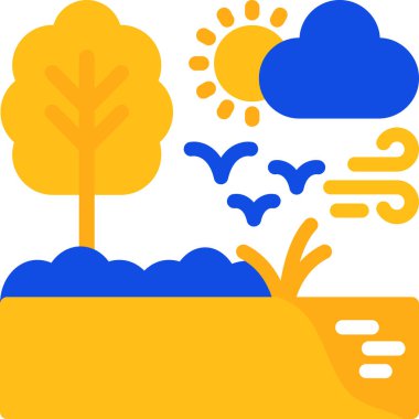 peyzaj ikonu vektör illüstrasyonu