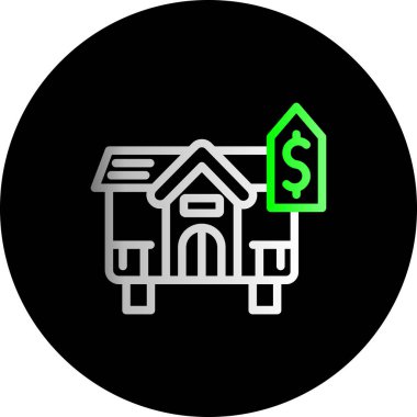 Piyasa Değer Çift Gradyan Çember Web simgesi, vektör illüstrasyonu