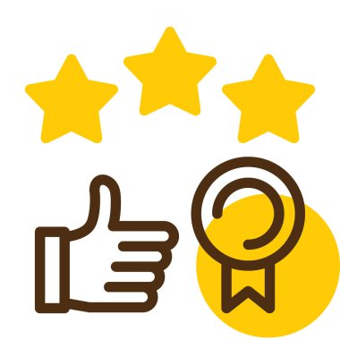 Başparmak işareti başarı Sarı Doğrusal Çember ağ simgesi, vektör illüstrasyonu